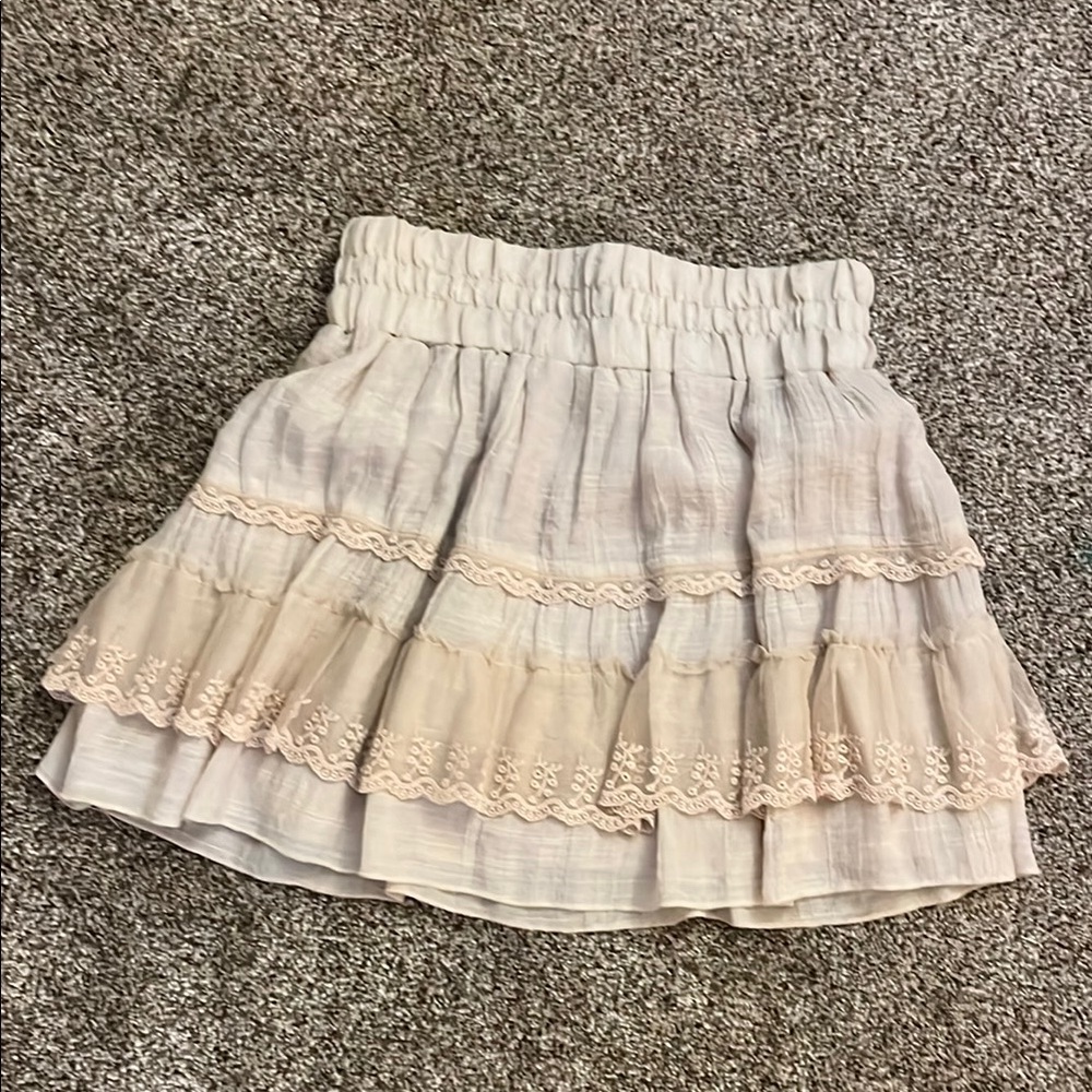 Elegant Cream Ruffled Skirt